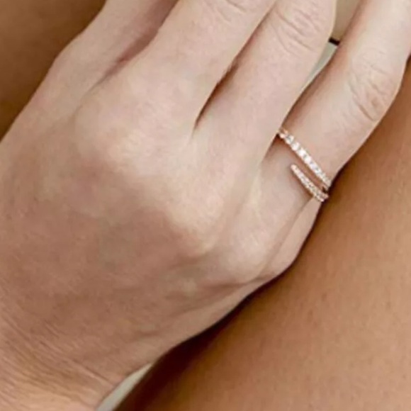 Women Fashion  Silver Drill Zirconia Open Band Ring - Picture 10 of 10